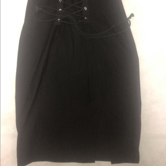 Black front tie dress with front side split - Picture 2 of 2